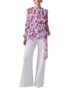 Carolina Herrera Ruffle Silk Top - Red