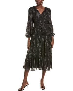 Nicole Miller Metallic Jacquard Midi Dress - Black