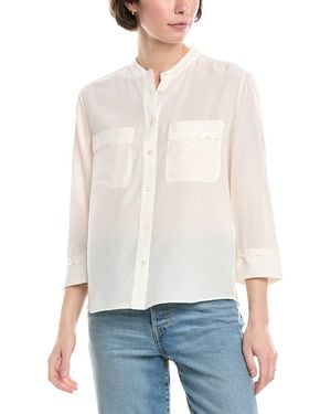 FRAME Scallop Trim Silk Shirt - White