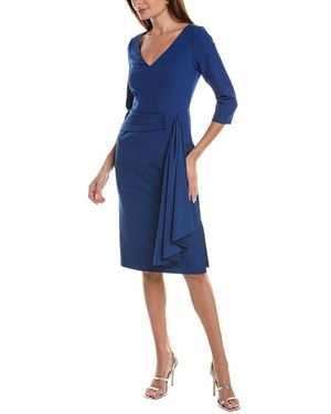 Kay Unger Pleated Sash Sheath Dress - Blue