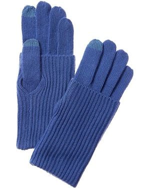 Amicale Fold-Over Rib Cuff Cashmere Gloves - Blue