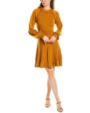 PEARL BY LELA ROSE Ruffle Wool-Blend Jumper - Yellow