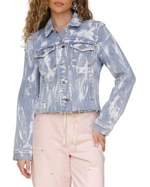 Avec Les Filles Raw Edge Crop Trucker Jacket - Blue