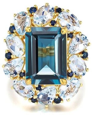 Nina Zhou Jewelry 14k 14.20 Ct. Tw. Gemstone Cocktail Ring - Blue
