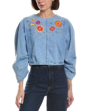 Mother The Heyday Puff Sleeve Top - Blue