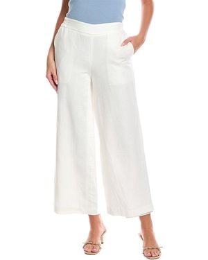 Tahari Wide-Leg Linen-Blend Pant - White