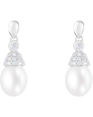Splendid 7.5-8Mm Pearl Cz Dangle Earrings - White