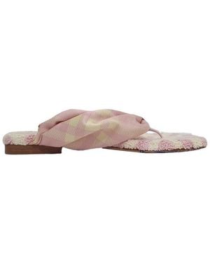 Burberry Cotton Check Printed Open-Toe Sandal (Authentic Pre- Loved) - Pink