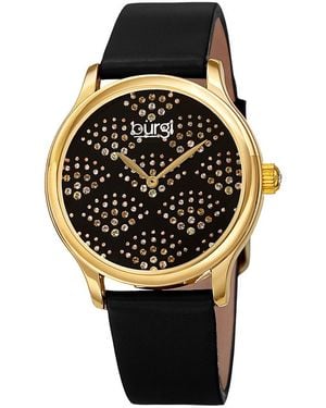 Burgi Burgi Genuine Leather Watch - Black