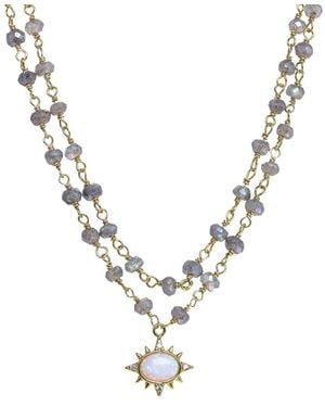 Rachel Reinhardt Jewelry 14k Over Silver Labradorite Pendant Necklace - Metallic