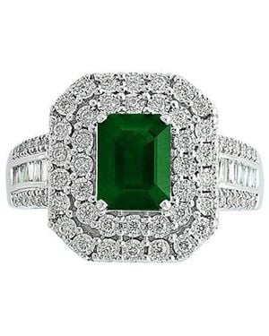 Effy Fine Jewelry 14K 1.91 Ct. Tw. Diamond & Emerald Ring - Green
