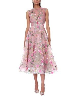 Bronx and Banco Blossom Saba Embroidered Midi Dress - Pink