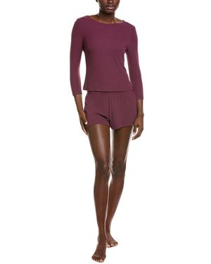 Natori 2Pc Rib Essentials Short Set - Purple