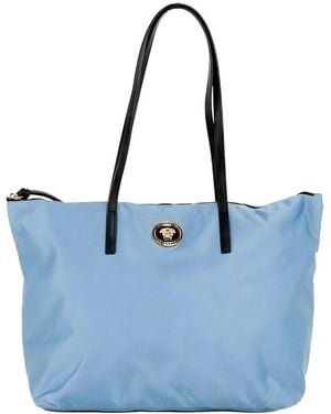 Versace Portuna Nylon & Leather Tote - Blue