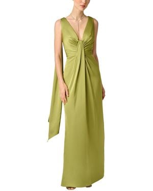 Aidan Mattox Crepe Back Satin Long Dress - Green