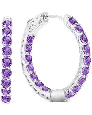 MaxColor 3.00 Ct. Tw. Amethyst Hoop Earrings - Blue