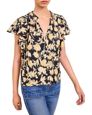 Ulla Johnson Lilo Flutter Sleeve Blouse - Blue