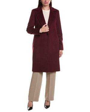Sofiacashmere Sofiacashmere Single-Breasted Notched Lapel Wool & Cashmere-Blend Coat - Red