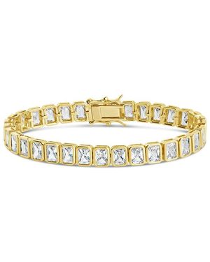 Sterling Forever 14K Plated Cz Roxie Bezel Tennis Bracelet - Metallic