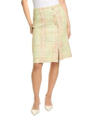 St. John Soft Prince Of Wales Plaid Pencil Skirt - Yellow