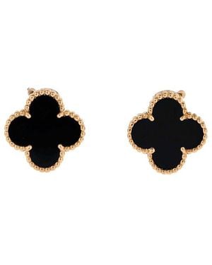 Van Cleef & Arpels 18k Gold Vintage Alhambra Earrings 18k Yellow Gold And Onyx (authentic Pre-loved) - Black