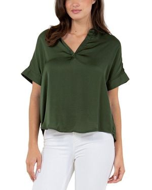 Fever Split Neck Top - Green