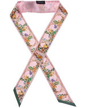 Gucci Printed Silk Neck Bow - Pink