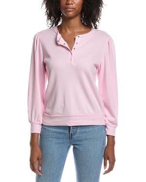 Michael Stars Sophy Puff Sleeve Henley T-Shirt - Red