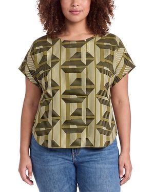Anne Klein Plus Bateau Neck Top - Brown