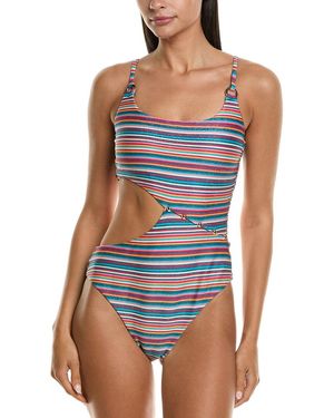 Red Carter Milano Stripe Asymmetric One-Piece - Blue