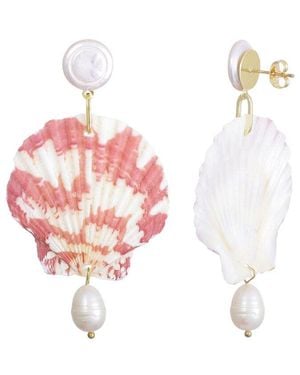 Adornia 14K Plated Shell 3-Drop Earrings - Pink