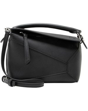 Loewe Calfskin Puzzle Edge Mini Bag (Authentic Pre-Loved) - Black