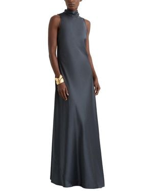 Reiss Fae Satin Cape Maxi Dress - Blue