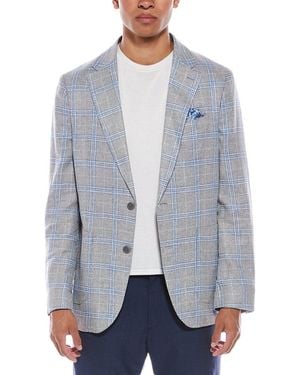 Tailorbyrd Linen-Blend Windowpane Sportcoat - Blue