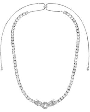 Eye Candy LA Andrew Tiger Tennis Cz Drop Necklace - White