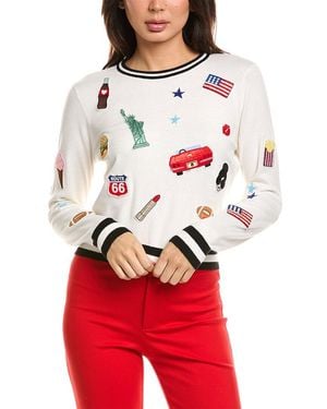 Alice + Olivia Carolann Americana Staceface Shrunk Jumper - Red