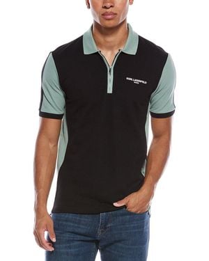 Karl Lagerfeld Colourblock Logo Polo Shirt - Black