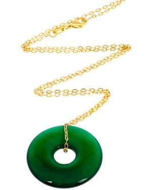 Liv Oliver 18k Plated 15.75 Ct. Tw. Green Agate Necklace