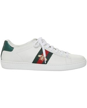 Gucci Leather Embroidered Ace Sneaker (Authentic Pre-Loved) - White