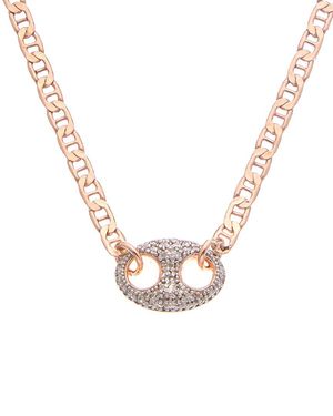 Meshmerise 18K Over 0.20 Ct. Tw. Diamond Puffed Mariner Necklace - Metallic