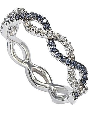 Suzy Levian Silver 1.02 Ct. Tw. Diamond & Sapphire Eternity Ring - Metallic