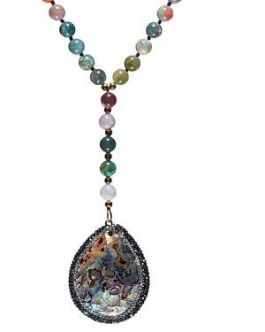 Eye Candy LA Jelly Bean Multi Colour Abalone Shell Pendant - Metallic
