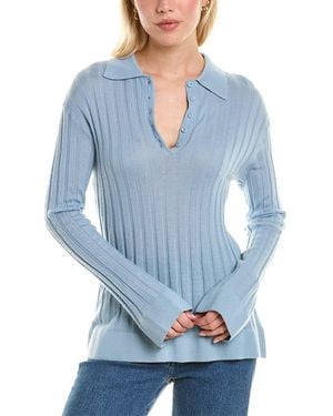 SABLYN Cashmere Polo Jumper - Blue