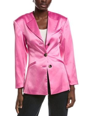 Ganni Double Satin Fitted Blazer - Pink