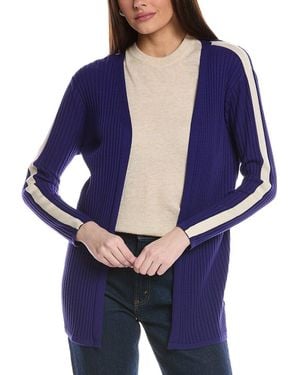 St. John Textured Rib Knit Cardigan - Blue