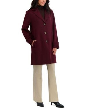 Tahari Mari Long Wool-Blend Coat - Red