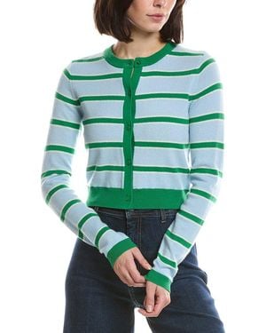 Alice + Olivia Dollie Striped Cashmere Cardigan - Green