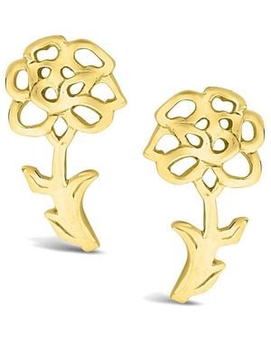 Sterling Forever 14k Over Silver Birth Flower January Carnation Studs - Metallic