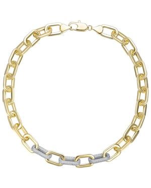 Rachel Glauber 14K Plated Cz Link Necklace - Metallic