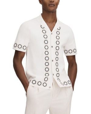 Reiss Decoy Cuban Button Top - White